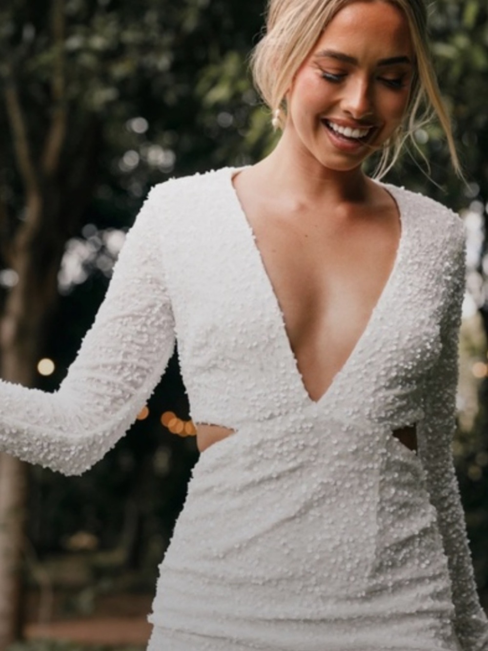 Petal & Pup White Sequin Long Sleeve Dress